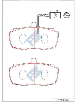 Kit de plaquettes de frein, frein à disque FBK FD21086M