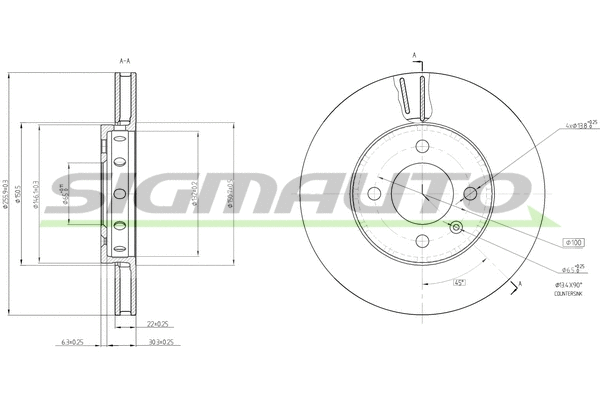 Disque de frein SIGMAUTO DBC184V