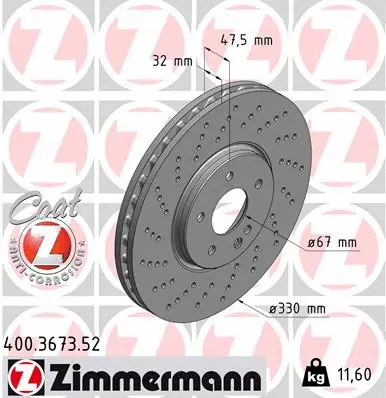 Disque de frein ZIMMERMANN 400.3673.52
