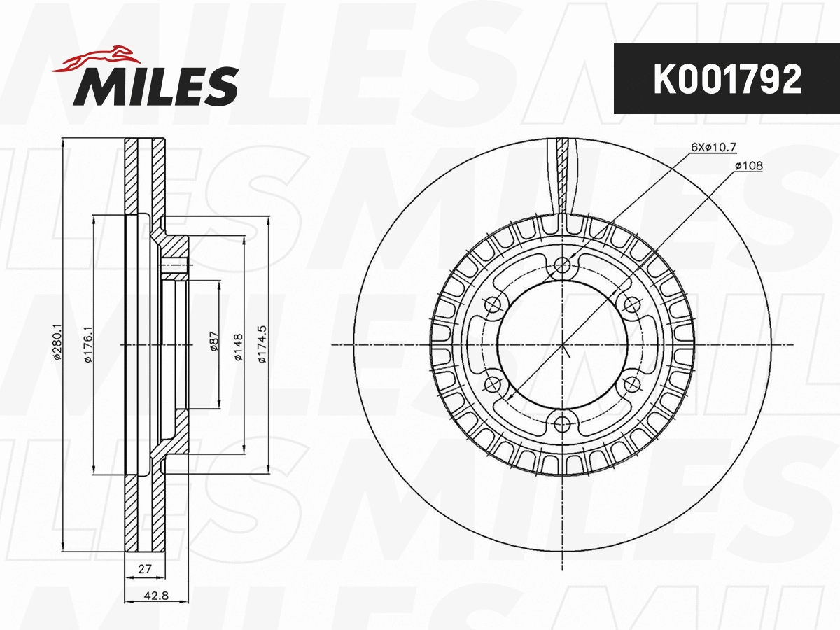 Disque de frein MILES K001792