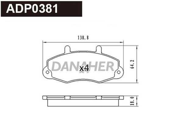 Kit de plaquettes de frein, frein à disque DANAHER ADP0381