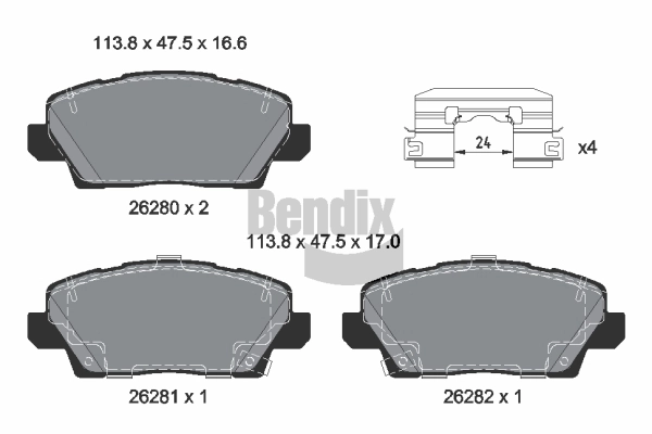 Kit de plaquettes de frein, frein à disque BENDIX Braking BPD1655