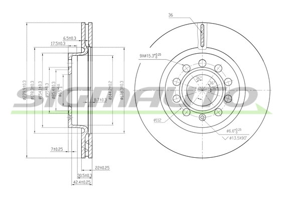 Disque de frein SIGMAUTO DBB223V