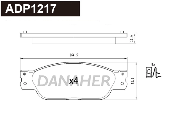 Kit de plaquettes de frein, frein à disque DANAHER ADP1217