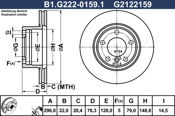 Disque de frein GALFER B1.G222-0159.1