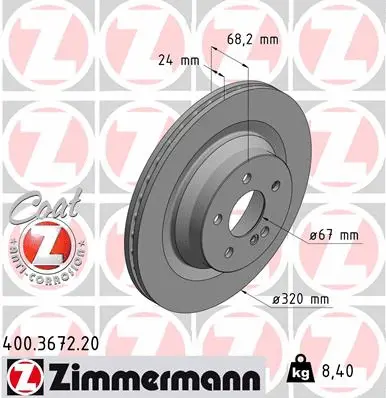 Disque de frein ZIMMERMANN 400.3672.20