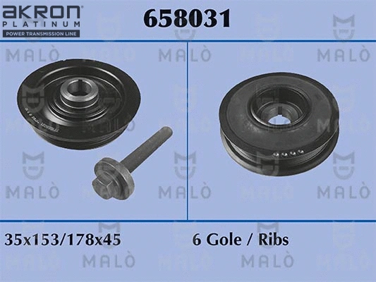 Kit de poulies, vilebrequin AKRON-MALÒ 658031