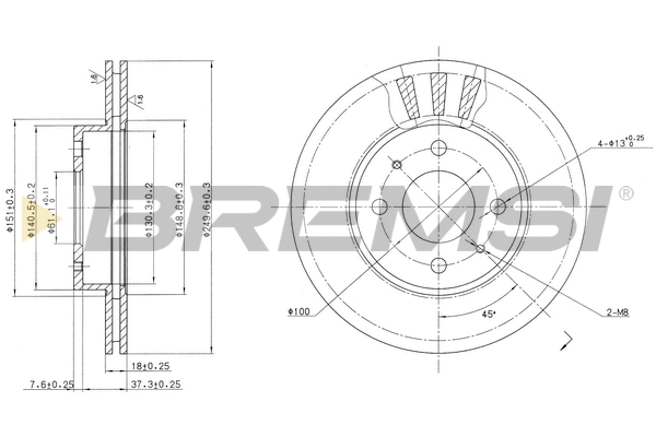 Disque de frein BREMSI CD6615V
