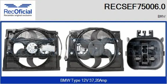 Moteur électrique, ventilateur pour radiateurs RECOFICIAL RECSEF75006.0
