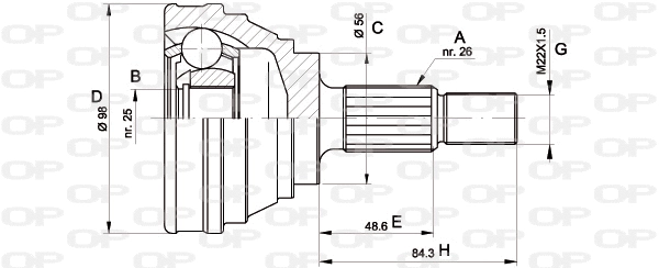 Jeu de joints, arbre de transmission OPEN PARTS CVJ5166.10