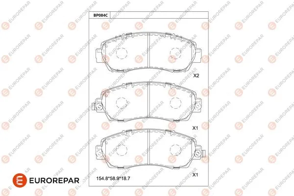 Kit de plaquettes de frein, frein à disque EUROREPAR 1681207380