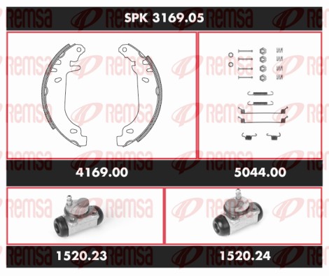 Kit de freins, freins à tambours REMSA SPK 3169.05