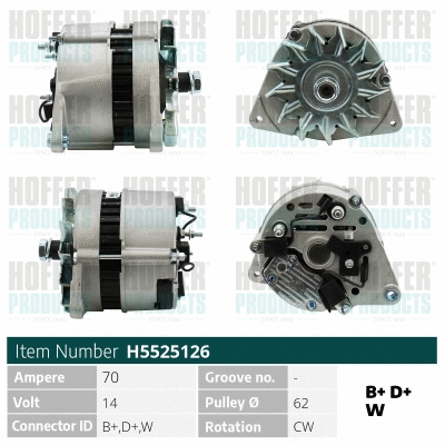 Alternateur HOFFER H5525126