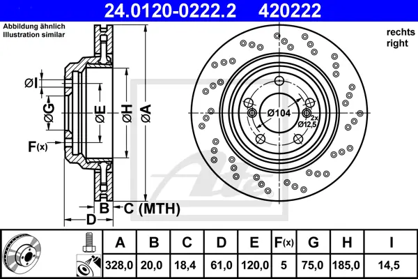 Disque de frein ATE-APAC 24.0120-0222.2