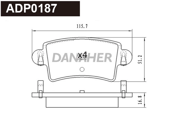 Kit de plaquettes de frein, frein à disque DANAHER ADP0187