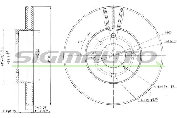 Disque de frein SIGMAUTO DBA959V
