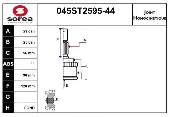 Jeu de joints, arbre de transmission STARTCAR 045ST2595-44