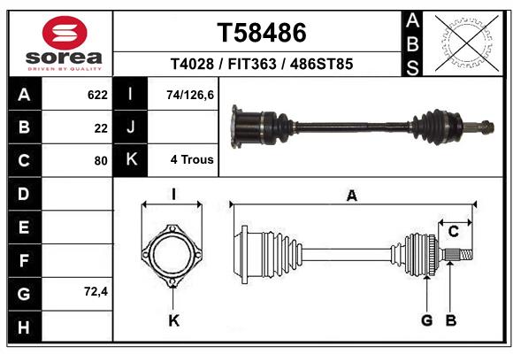 Arbre de transmission EAI T58486