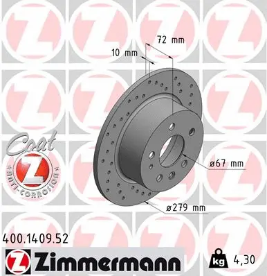 Disque de frein ZIMMERMANN 400.1409.52
