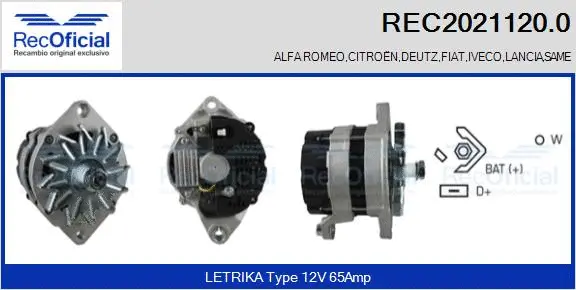 Alternateur RECOFICIAL REC2021120.0