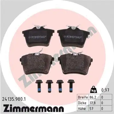 Kit de plaquettes de frein, frein à disque ZIMMERMANN 24135.980.1