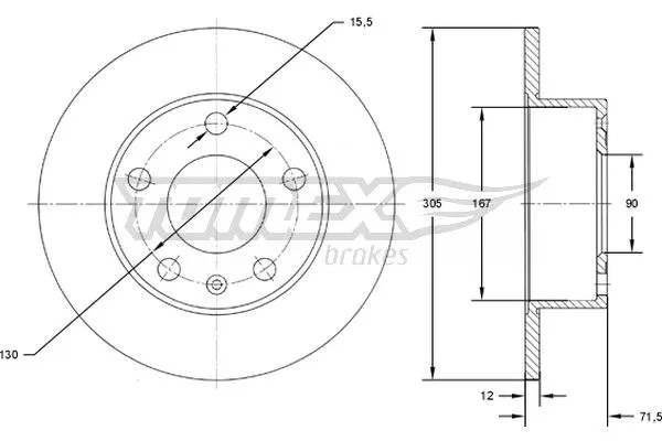 Disque de frein TOMEX Brakes TX 71-76
