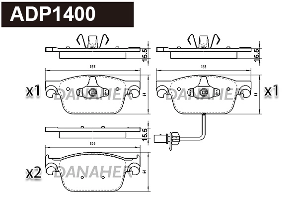 Kit de plaquettes de frein, frein à disque DANAHER ADP1400