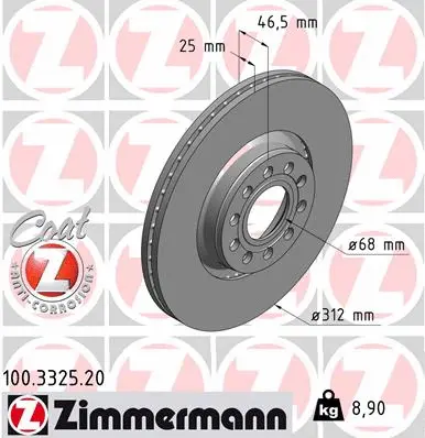 Disque de frein ZIMMERMANN 100.3325.20