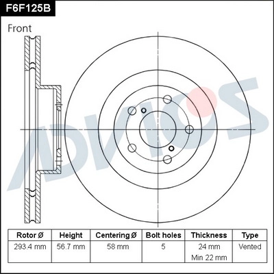Disque de frein ADVICS F6F125B