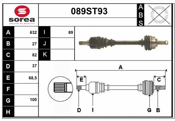 Arbre de transmission STARTCAR 089ST93