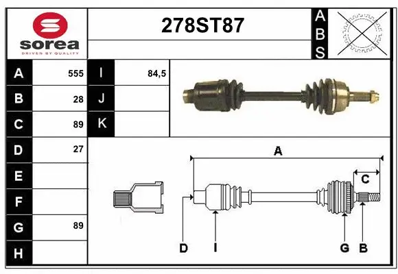 Arbre de transmission STARTCAR 278ST87