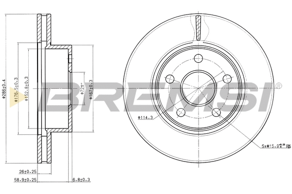 Disque de frein BREMSI CD7471V