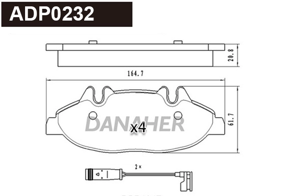 Kit de plaquettes de frein, frein à disque DANAHER ADP0232