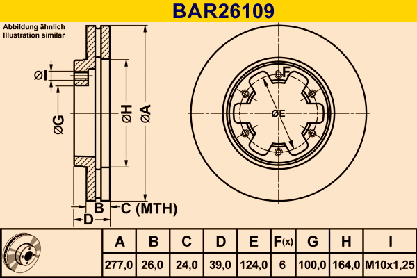 Disque de frein BARUM BAR26109