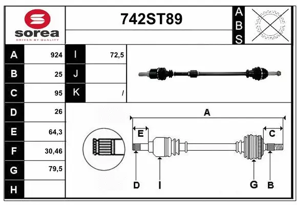 Arbre de transmission STARTCAR 742ST89