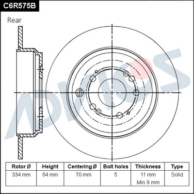 Disque de frein ADVICS C6R575B