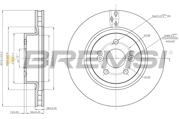 Disque de frein BREMSI CD7524V