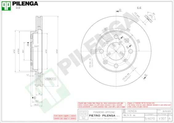 Disque de frein PILENGA V307