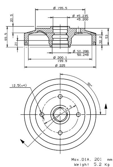 Tambour de frein VILLAR 627.0214