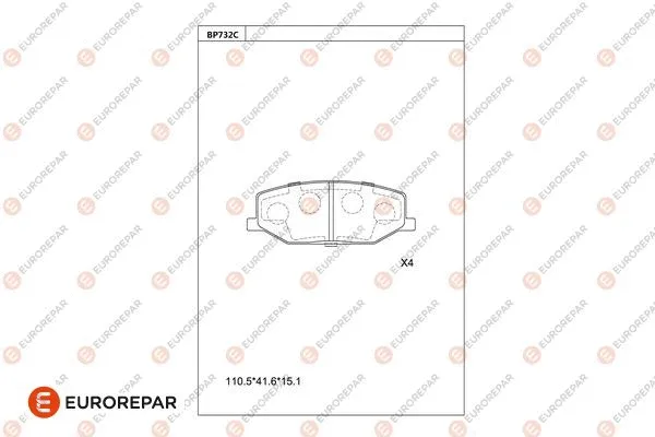 Kit de plaquettes de frein, frein à disque EUROREPAR 1681262780
