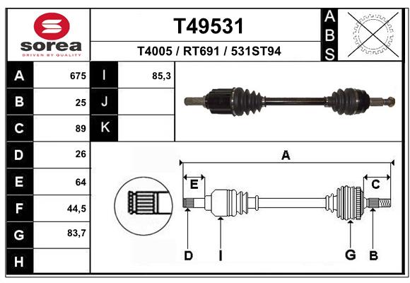 Arbre de transmission EAI T49531