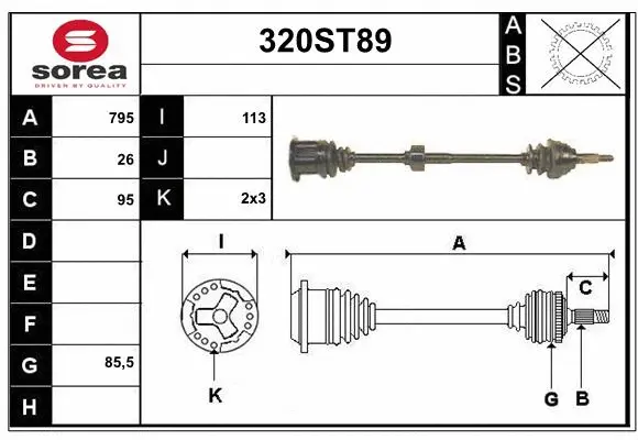 Arbre de transmission STARTCAR 320ST89
