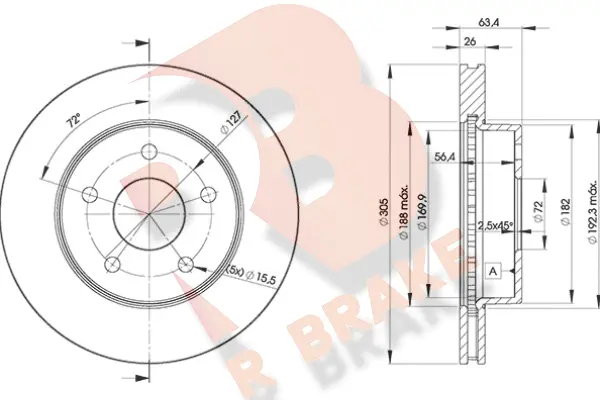 Disque de frein R BRAKE 78RBD25117