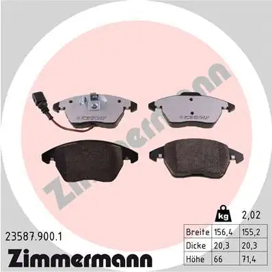 Kit de plaquettes de frein, frein à disque ZIMMERMANN 23587.900.1