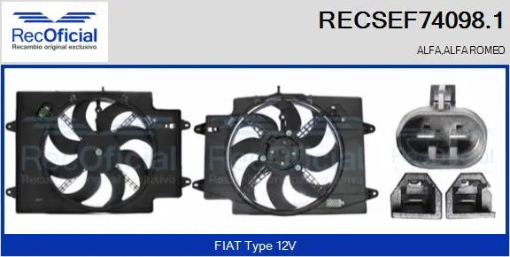 Moteur électrique, ventilateur pour radiateurs RECOFICIAL RECSEF74098.1