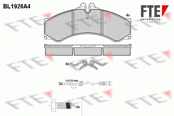Kit de plaquettes de frein, frein à disque FTE 9010512