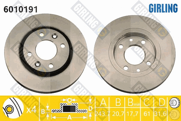 Disque de frein GIRLING 6010191