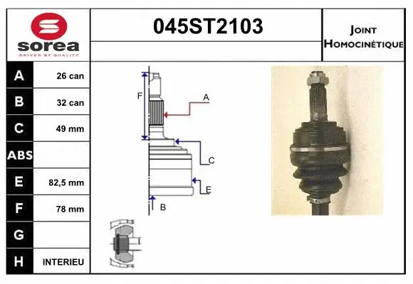Jeu de joints, arbre de transmission STARTCAR 045ST2103