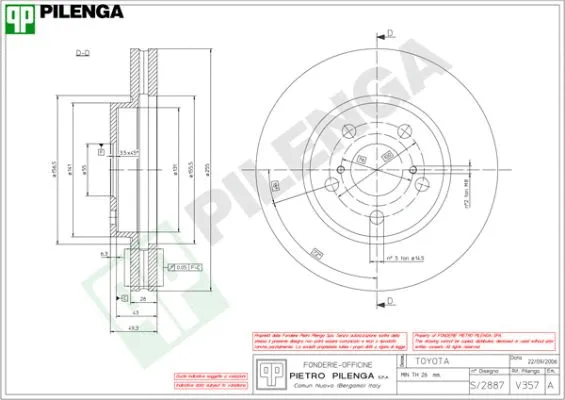 Disque de frein PILENGA V357