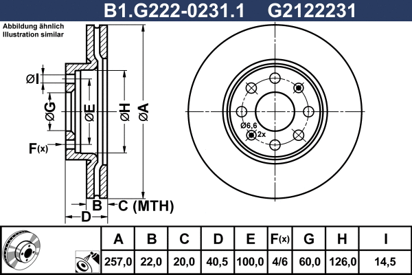 Disque de frein GALFER B1.G222-0231.1